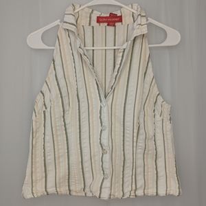 Gloria Vanderbilt Sleeveless Cream/White Striped Top, Small